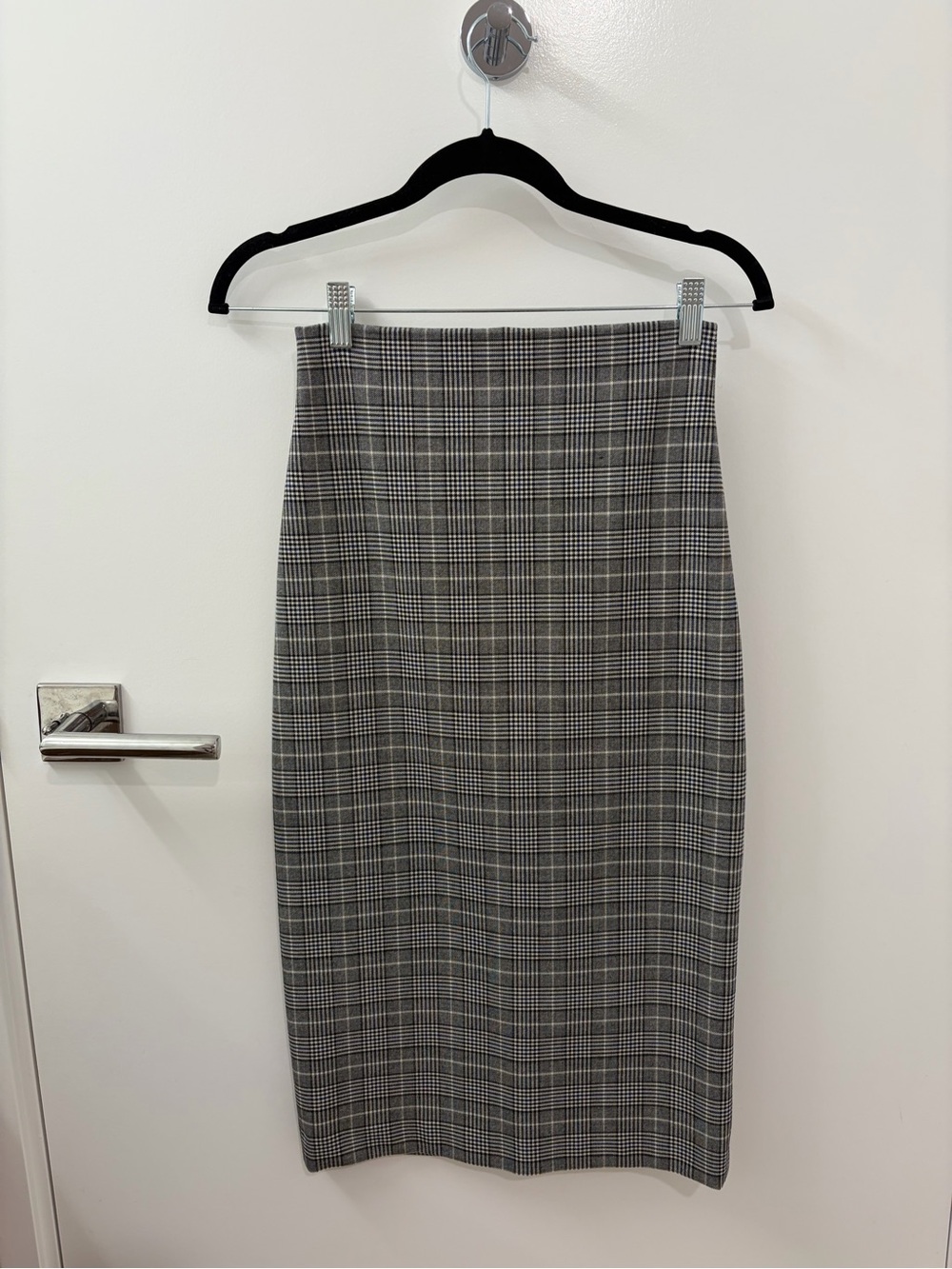 Zara Black and White Plaid Pencil Skirt